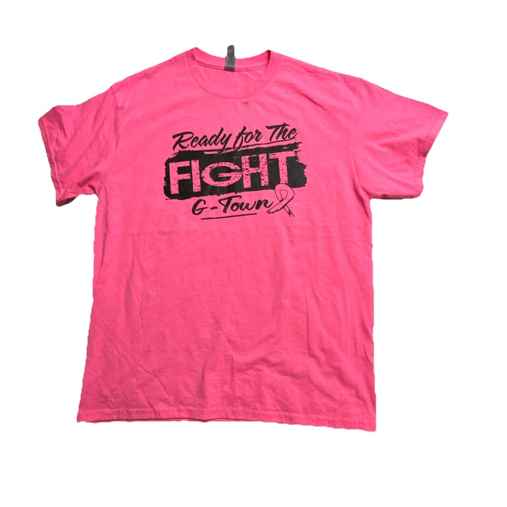 Gildan Heavy Cotton Ready for the Fight G-Town Pink Men's Crew Neck T-Shirt Siz…